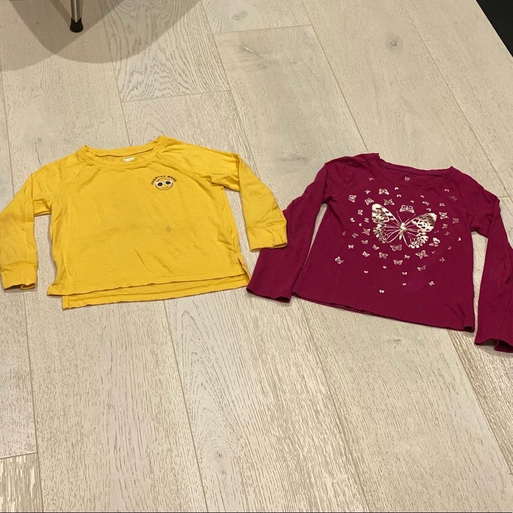 Pair of Toddler Girl’s Long Sleeve T’s - 5T/6T